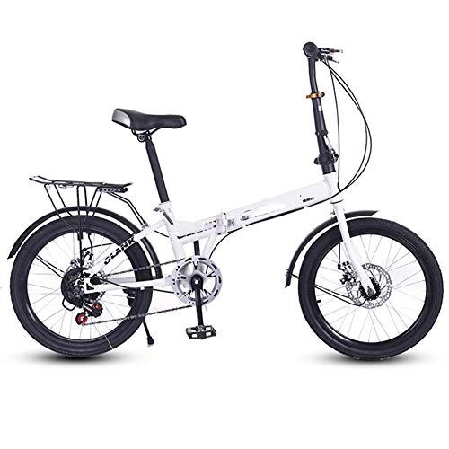 Folding Bike : HHORD Folding Bicycle, Featuring Front And Rear Fenders, Speed Folding Bicycle with Quick Release Wheels, White