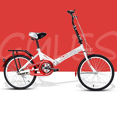 Folding Bike : HHORD Folding Bicycle, Rear Disc Brake Folding Bike Generation Driving Mini Bicycle Student Ladies Bicycle, Featuring Front And Rear Fenders, Red, 20inch