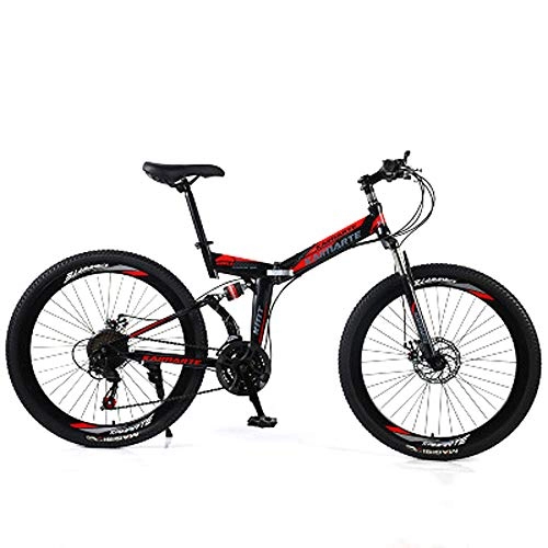 Folding Bike : hj Folding Mountain Bike, 26 Inch Male And Female Folding Bicycle, Urban Sports Shock Absorbing Student Bicycle (21 / 24 / 27 Speed), D, 26inch27speed