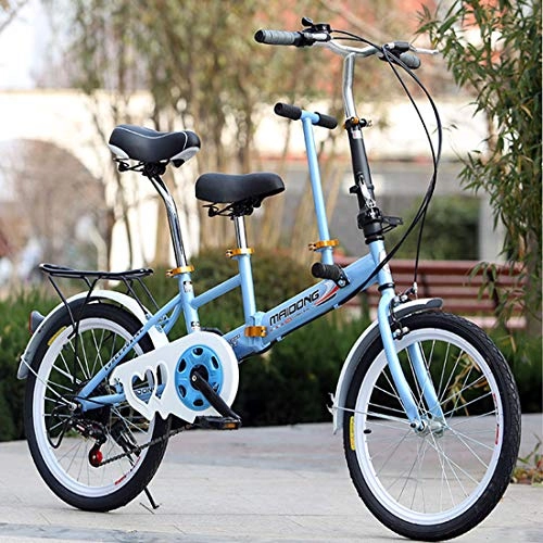 Folding Bike : hj Parent-Child Bicycle, with Baby Folding High Carbon Steel with Children Bicycle 20 Inch City Travel Bicycle Adult Parent Bike, Blue
