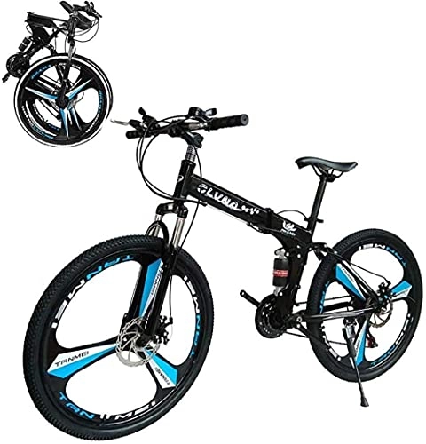 Folding Bike : HJRBM 26 inch Bikes Folding Bicycle Mountain Bike Dual Disc Brake， Double Shock，21 / 24 Speed， Lightweight and Durable for Men Women Bike 5-27，24 Speed fengong (Color : 21 Speed)
