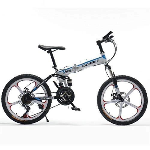 Folding Bike : HLMIN Folding Bicycle MTB Moutain Bike With Kickstand Aluminum Alloy Frame For Man Or Woman (Color : White, Size : 21speed)