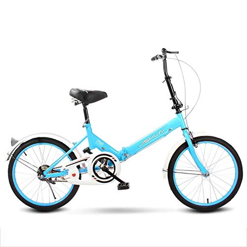 Folding Bike : HLMIN Folding Bicycle Single-Speed Multicolor Lightweight Rear Carry Rack 20-inch Wheels (Color : Simple Blue, Size : 1-speed)