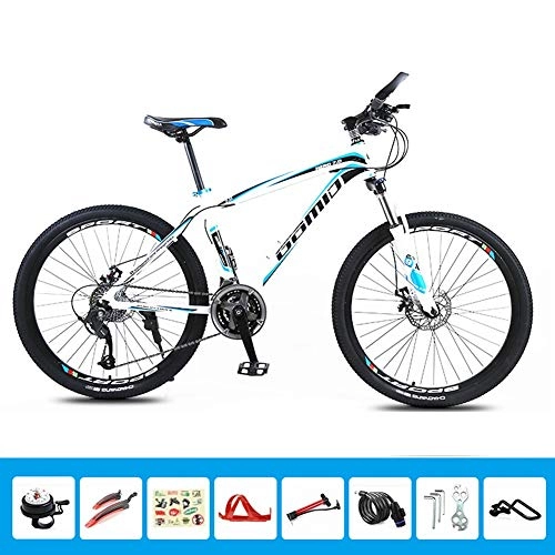 Folding Bike : HLMIN Mountain Bike 21 24 27 30Speed 26 Inches Variable Speed Shock Absorption Dual Disc Brake Bicycle (Color : Blue, Size : 27speed)
