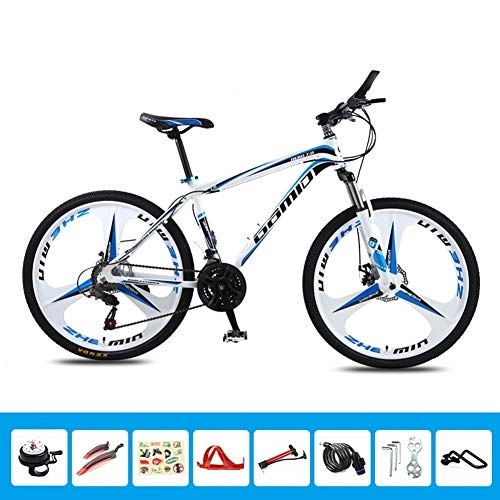 Folding Bike : HLMIN Mountain Bike, 3-Spoke Wheels 3 Speed Variable 26'' Shock Absorption Dual Disc Brake Bicycle (Color : Blue, Size : 21speed)