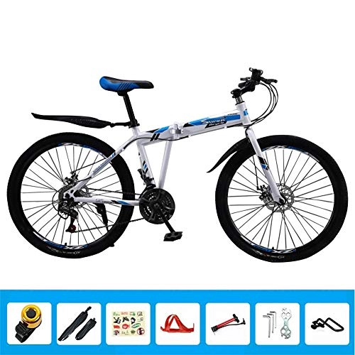 Folding Bike : HLMIN Mountain Bike Bicycle 26Inch Dual Suspension Folding Bike 21 24 27 Speeds Bicycle Rapid Change Speed (Color : White, Size : 21speed)