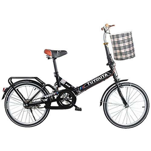 Folding Bike : HLMIN Single Speed Folding Bike Aluminum Alloy Commuting Bicycle (Color : Black)