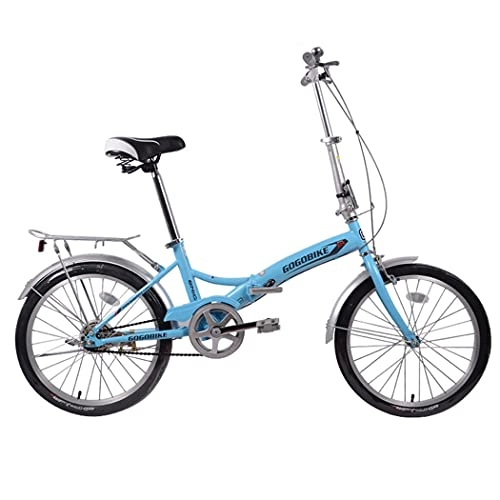 Folding Bike : Hmvlw foldable bicycle Folding bicycle 20 inch aluminum alloy high carbon steel men's and women's small ultra-light portable folding bicycle (Color : Blue)