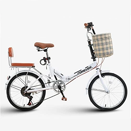 Folding Bike : Hmvlw foldable bicycle High Carbon Steel Shock Absorbing Folding Bicycle Men's and Women's Small Folding Bicycle 20-inch 7-speed Adult Ultra Light Portable Spoke Wheel Bicycle (Color : White)