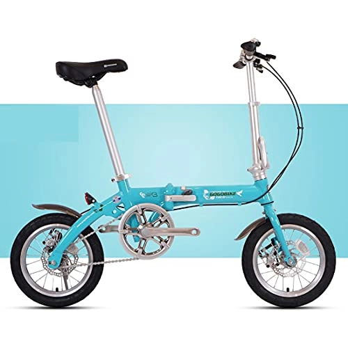 Folding Bike : Hmvlw foldable bicycle Small folding bicycle can be put in the trunk 14 inches. Suitable for work, school and play (Color : Green)