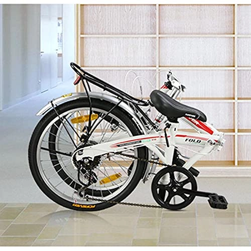 Folding Bike : Hmvlw foldable bicycle Small unisex folding bicycle 20-inch 7-speed variable speed, front v brake and rear brake, adult portable bicycle (Color : Black)