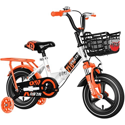 Folding Bike : Hmvlw mountain bikes Children's Folding Bike with Luminous Stabilizers for 2-11 years old Child, Freestyle Bicycle, Orange (Size : 14inch)