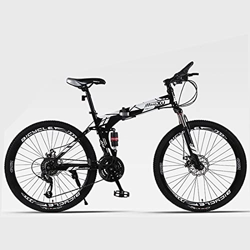 Folding Bike : Hmvlw Portable bicycle 21 / 24 / 27 variable speed mountain bike 26 / 24 inch spoke wheel unisex portable folding bike (Color : White, Size : 24 inches)