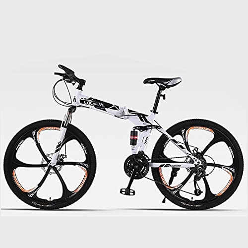 Folding Bike : Hmvlw Portable bicycle Adult men's and women's variable-speed mountain folding bikes can be stored in the trunk 24 / 26 inch 6-wheel speed double shock absorption (Color : Black, Size : 24 inches)