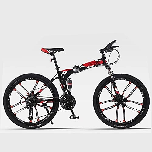 Folding Bike : Hmvlw Portable bicycle Variable-speed folding mountain bike 24 / 26 inch one-piece wheel, double shock absorption, men and women go to school and work instead of folding bicycles
