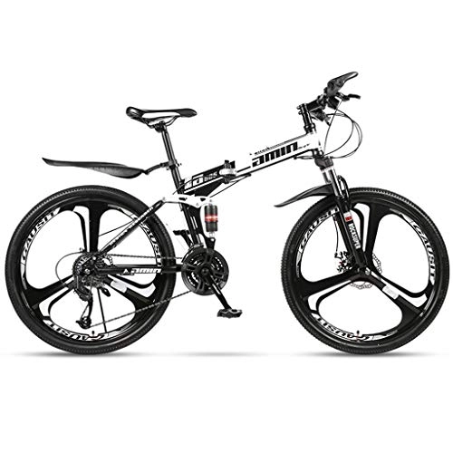 Folding Bike : HNWNJ Folding Bikes Folding Bike-26 Inch Wheel Variable Speed Mountain Bike Double Shock Absorption System Women Man Outdoor Sports Bicycle，Large (Color : White, Size : 24 Speeds)