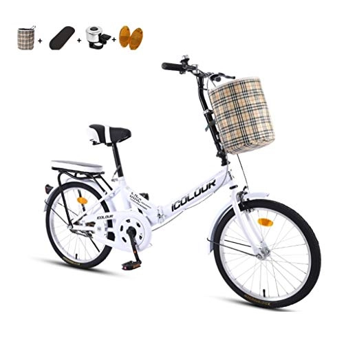 Folding Bike : HSBAIS Folding Bike, 7 Speeds Derailleur with V Brake Compact Bicycle Heavy Duty 330lb Lightweight Comfortable Seat for Adult, White_155x68x94cm