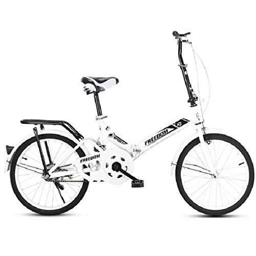 Folding Bike : HSBAIS Folding Bike for Adult, Lightweight Wear-Resistant Tire Compact Bicycle with V Brake and Comfortable Seat Heavy Duty 300lb, White_155x94x67cm