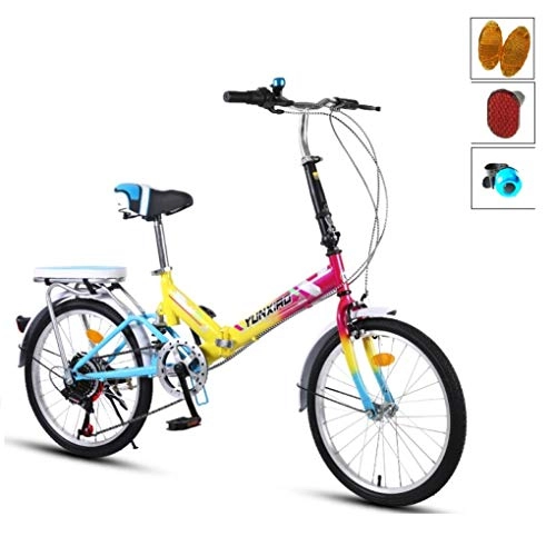 Folding Bike : HSBAIS Folding Bike for Adult, Wear-Resistant Tire with 7 Speeds Derailleur Compact Bicycle with V Brake Comfortable Seat, Heavy Duty 330 lb, 155x68x94cm