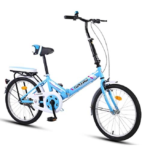 Folding Bike : HSBAIS Folding Bike for Adult, with V Brake Comfortable Seat Compact Bicycle Lightweight Rear Rack Great for Urban Riding and Commuting, Blue_155x68x94cm