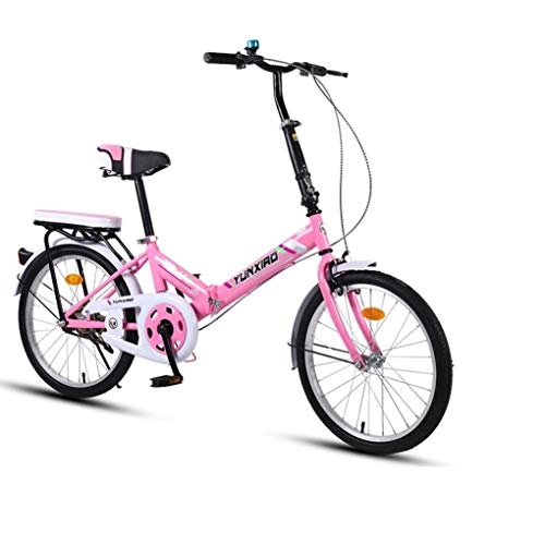 Folding Bike : HSBAIS Folding Bike Lightweight, Wear-Resistant Tire with V Brake Compact Bicycle Heavy Duty 330lb Rear Rack for Adult, Pink_155x68x94cm