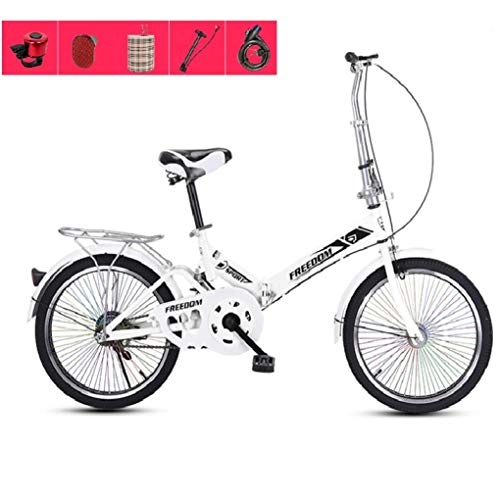 Folding Bike : HSBAIS Folding Bike, Lightweight with V Brake and Comfortable Seat Compact Bicycle Wear-Resistant Tire Heavy Duty 300lb for Adult, White_155x94x67cm