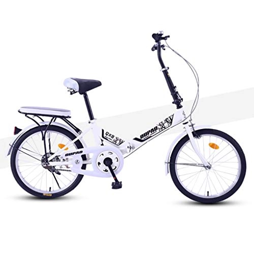 Folding Bike : HSBAIS Folding Bike, Wear-Resistant Tire with V Brake Compact Bicycle Lightweight Comfortable Seat, Heavy Duty 300lb for Adult, White_155x60x48cm