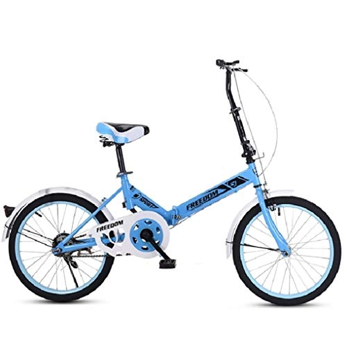 Folding Bike : HSBAIS Folding Bike, with V Brake Wear-Resistant Tire Compact Bicycle Comfortable Seat Heavy Duty 300 lb Great for Adult, Blue_155x94x67cm