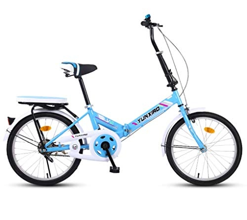 Folding Bike : HSBAIS Folding Bike, with V Brake Wear-Resistant Tire Compact Bicycle with 7 Speeds Derailleur Heavy Duty 330lb Great for Urban Riding and Commuting, Blue_155x68x94cm