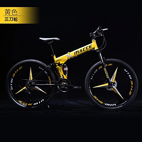 Folding Bike : HUAHUADP Folding Mountain bike, 21 speed Foldable Bicycle 24-inch Male female students foldable bike Shift Double shock absorber Commuter Dual disc brakes for Adult -G 165x94cm(65x37inch)