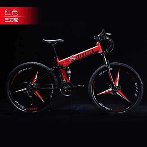 Folding Bike : HUAHUADP Folding Mountain bike, 21 speed Foldable Bicycle 24-inch Male female students foldable bike Shift Double shock absorber Commuter Dual disc brakes for Adult -H 165x94cm(65x37inch)
