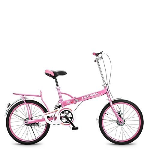 Folding Bike : HUAHUADP Portable Folding Bike, Portable Women's Bicycle Carbike Permanent Adult Students Ultra-light 20-inch City Riding With Basket-pink 96x150cm(38x59inch)