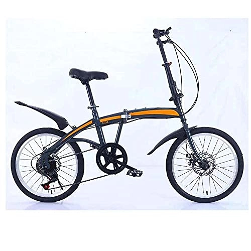 Folding Bike : HUAQINEI 20 inch variable speed double disc brake folding bicycle adult outdoor riding wheel road mountain bike, Black