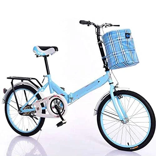 Folding Bike : HUAQINEI Bicycle 20 inch folding bicycle adult men's and women's ultra-light portable shock-absorbing student car gift bicycle, Blue