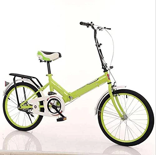 Folding Bike : HUAQINEI Bicycle 20 inch folding bicycle adult men's and women's ultra-light portable shock-absorbing student car gift bicycle, Green