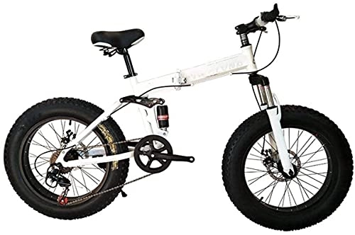Folding Bike : HUAQINEI durable bicycle, Folding Bicycle Mountain Bike 26 Inch with Super Lightweight Steel Frame, Dual Suspension Folding Bike and 27 Speed Gear, White, 7Speed Outdoor sports Mountain Bike Alloy fr
