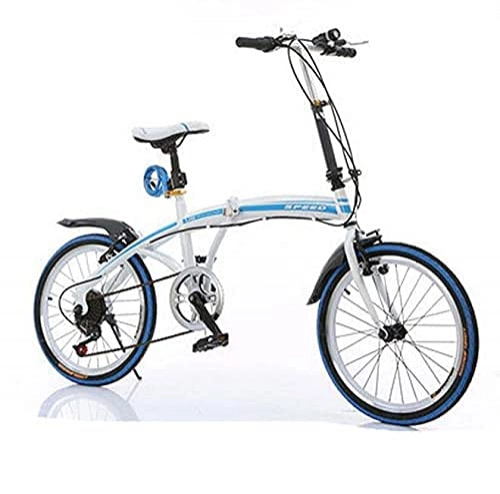 Folding Bike : HUAQINEI Folding bicycle 20 inch folding bicycle variable speed adult bicycle folding bicycle, Blue