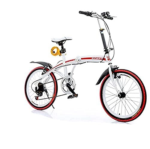Folding Bike : HUAQINEI Folding bicycle 20 inch folding bicycle variable speed adult bicycle folding bicycle, Red
