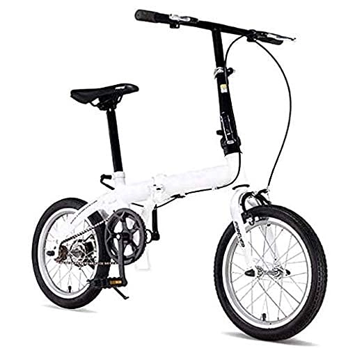 Folding Bike : HUAQINEI Folding bicycles adult men and women ultralight portable bicycles commuters adjustable handlebars and seats aluminum frame single speed 16 inch, Gray