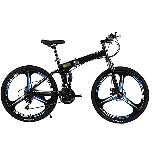 Folding Bike : HUAQINEI Shock-absorbing mountain bike bicycle 3-spoke wheel foldable 24 / 26 inch double disc brake (21 / 24 / 27 speed), 21 speed, 24 inches