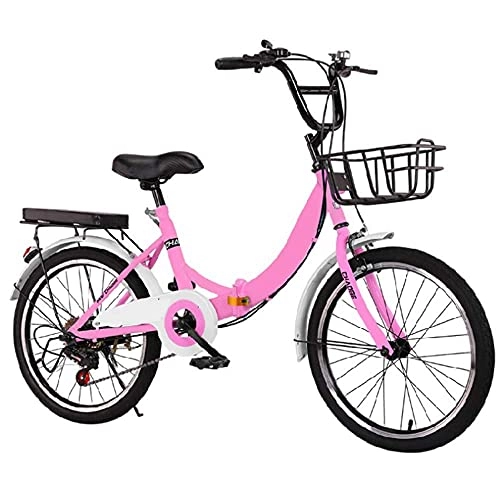 Folding Bike : HUAQINEI Transport women's bicycle bicycle college students to work adults 24 ladies lightweight juvenile super inch bike folding speed, White