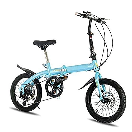 Folding Bike : HUAQINEI Uni folding bike, ultra light folding bike, urban folding pedal bike, aluminum alloy, adjustable handlebar and seat, Blue