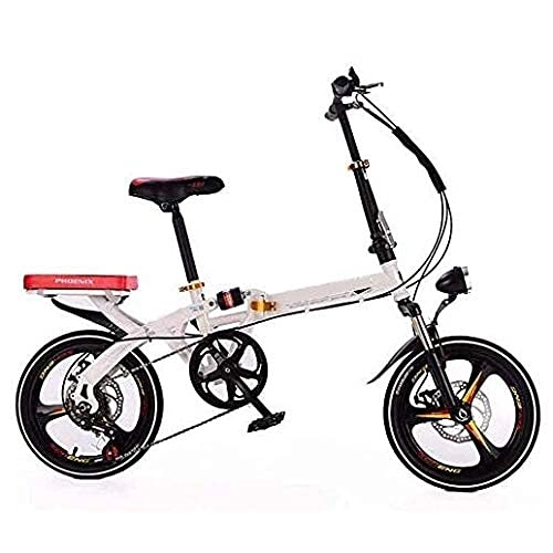 Folding Bike : HUAQINEI Variable speed folding bicycle adult lightweight alloy city with adjustable handlebar sports and leisure synthetic mountain bike, Red