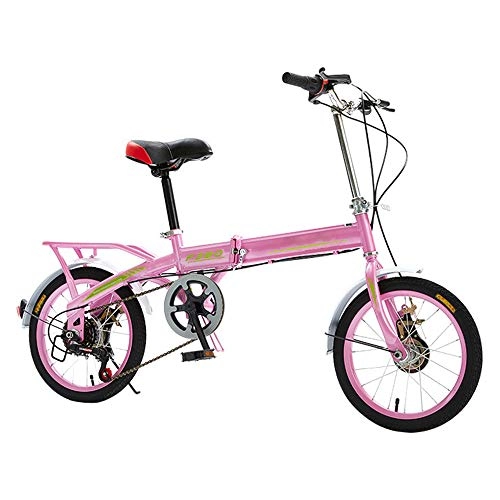 Folding Bike : HUOFEIKE Carbon Steel Folding City Bike, Women's Men's City Bicycle Portable Bike with Rear Seat Suitable for Male and Female Students Outdoor Riding Outings, b3