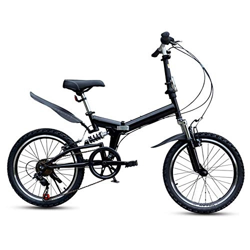 Folding Bike : HUOFEIKE Lightweight Carbon Steel Folding City Bike 20-Inch Bicycle, Portable 6-Speed Bicycles Fits Outings to School Outdoor Riding on Duty Off Duty, b3