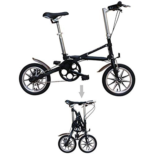 Folding Bike : HUOFEIKE Mini Fast Folding Bicycle, Portable City Bike Carbon Steel Bike for Adults Student, 14 Inches Compact Bike Lightweight Bike for School Office Outdoor Cycling