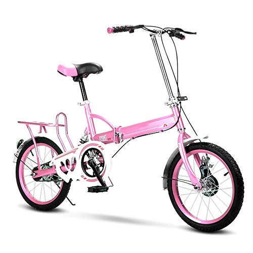 Folding Bike : HUOFEIKE Single Speed Carbon Steel Folding City Bike, Single Speed City Bicycle Portable Bike with Rear Seat Suitable for Adults Students Outdoor Riding Outings, b2