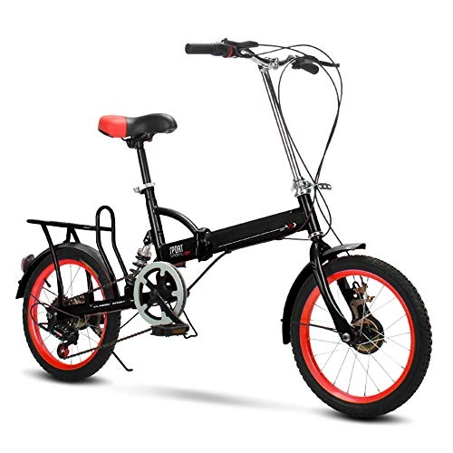 Folding Bike : HUOFEIKE Women's Men's City Bicycle, Carbon Steel Folding Bike Portable Bike with Rear Seat Suitable for Male and Female Students Outdoor Riding Outings, b2