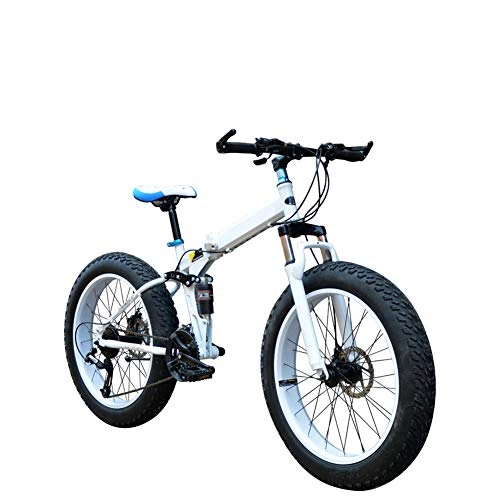 Folding Bike : HWOEK Adult Mountain Bikes, Dual Disc Brake 20 / 26 Inch Folding 4.0 Fat Tire Bike 7 / 21 / 24 / 27 / 30 Speed with Shock Absorption, Black, A 24 speed