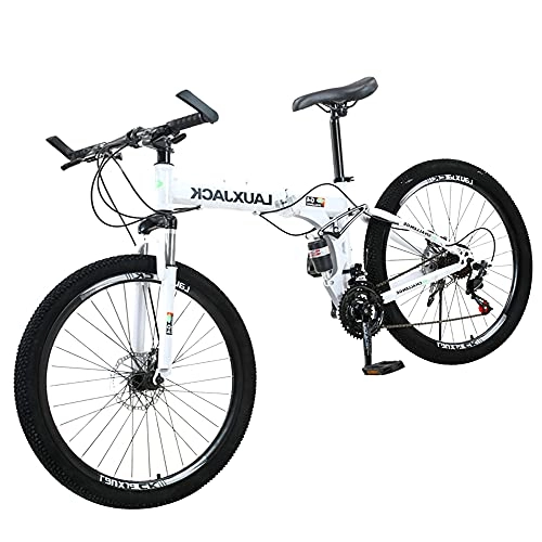 Folding Bike : HWZXBCC Mountain Bike White Bicycle Folding ​easy To Fold Anti-skid Tires, Ergonomic Comfortable And Beautifu, Small Space Occupation, Suitable For Mountains And Streets(Size:24 speed)